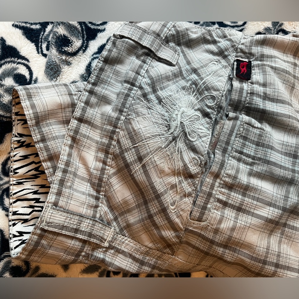 Tony Hawk Shorts Size 29 Black White Gray Plaid Skateboard